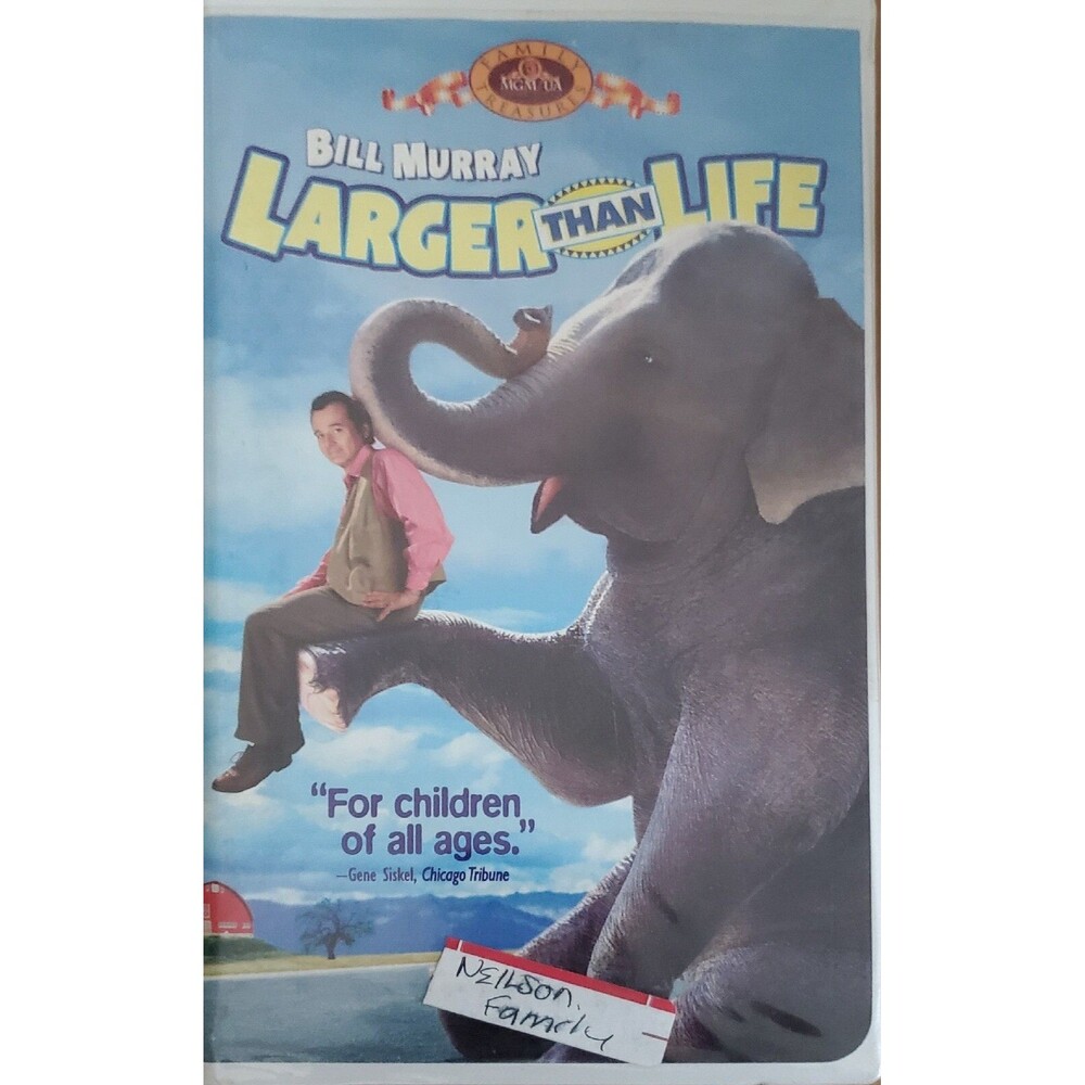 Larger Than Life VHS Tape (1997) Clamshell Family Treasures Bill Murray Comedy